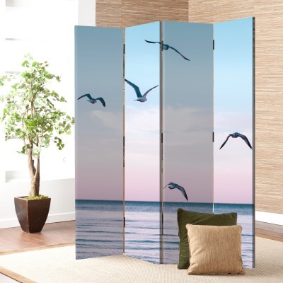 Γλάροι Πάνω από τη Θάλασσα, Φύση, Παραβάν, 80 x 180 εκ. [Δίφυλλο]