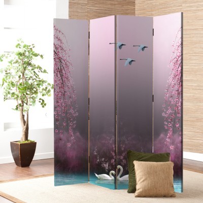 Ερωτευμένοι Κύκνοι, Φύση, Παραβάν, 80 x 180 εκ. [Δίφυλλο]