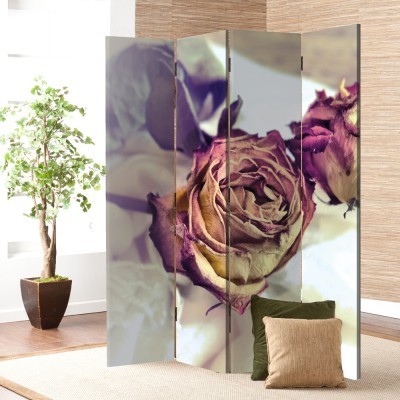 Vintage Φόντο με Τριαντάφυλλα, Φύση, Παραβάν, 80 x 180 εκ. [Δίφυλλο]