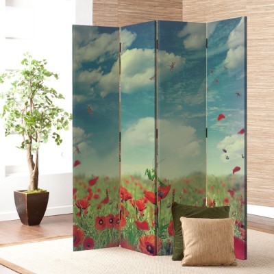 Χωράφι με παπαρούνες, Φύση, Παραβάν, 80 x 180 εκ. [Δίφυλλο]