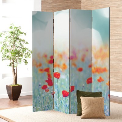 Ρομαντικές Παπαρούνες, Φύση, Παραβάν, 80 x 180 εκ. [Δίφυλλο]