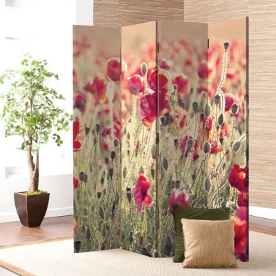 Κατακόκκινες Παπαρούνες, Φύση, Παραβάν, 80 x 180 εκ. [Δίφυλλο]