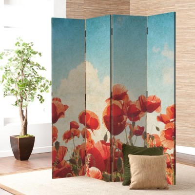 Δάσος από παπαρούνες, Φύση, Παραβάν, 80 x 180 εκ. [Δίφυλλο]