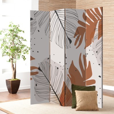 Φθινοπωρινά φύλλα, Line Art, Παραβάν, 80 x 180 εκ. [Δίφυλλο] Ύφασμα | Mediatex® JM Air FR