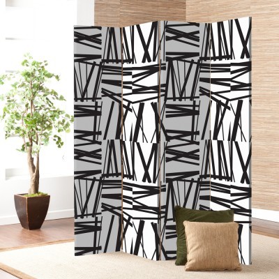 Μαύρες μουτζούρες γραμμών, Line Art, Παραβάν, 80 x 180 εκ. [Δίφυλλο] Ύφασμα | Mediatex® JM Air FR