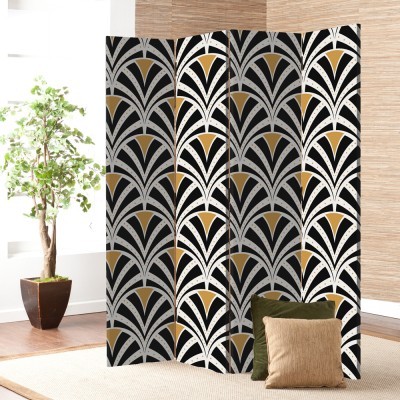 Abstract Waves, Line Art, Παραβάν, 80 x 180 εκ. [Δίφυλλο] Ύφασμα | Mediatex® JM Air FR