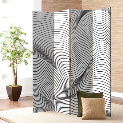 Line Waves, Line Art, Παραβάν, 80 x 180 εκ. [Δίφυλλο] Ύφασμα | Mediatex® JM Air FR