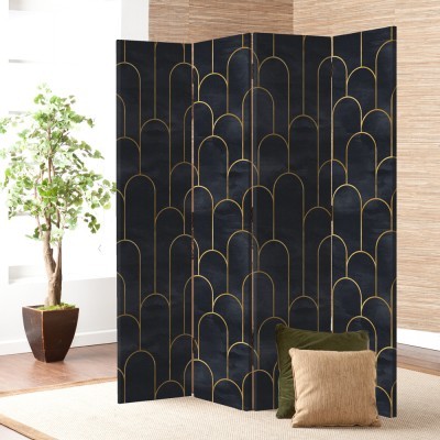 Golden Cylinder, Line Art, Παραβάν, 80 x 180 εκ. [Δίφυλλο] Ύφασμα | Mediatex® JM Air FR