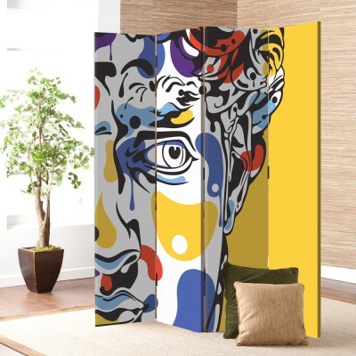 Άνθρωπος με πολύχρωμες πινελιές, Line Art, Παραβάν, 80 x 180 εκ. [Δίφυλλο] Ύφασμα | Mediatex® JM Air FR