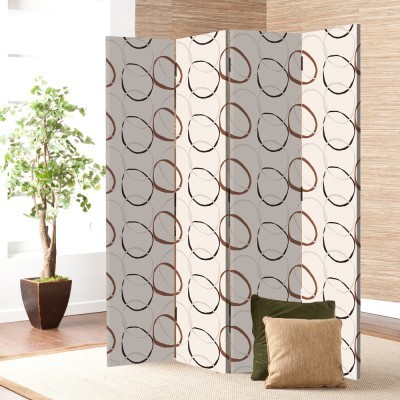 Καφέ κύκλοι, Line Art, Παραβάν, 80 x 180 εκ. [Δίφυλλο] Ύφασμα | Mediatex® JM Air FR