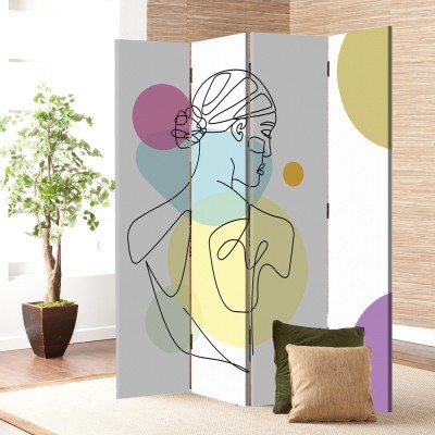 Πλάτη κοπέλας, Line Art, Παραβάν, 80 x 180 εκ. [Δίφυλλο] Ύφασμα | Mediatex® JM Air FR