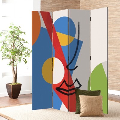 Μύτη, χείλη & χρώματα, Line Art, Παραβάν, 80 x 180 εκ. [Δίφυλλο] Ύφασμα | Mediatex® JM Air FR