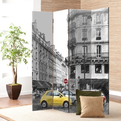 Πολύχρωμα Αυτοκίνητα σε Γκρίζα Πόλη, Πόλεις, Παραβάν, 80 x 180 εκ. [Δίφυλλο]