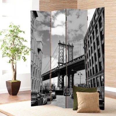 Houseart Γέφυρα στο Manhattan, Πόλεις, Παραβάν, 160 x 180 εκ. [Τετράφυλλο]