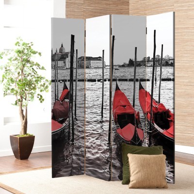 Κόκκινες Γόνδολες στο Λιμάνι, Πόλεις, Παραβάν, 80 x 180 εκ. [Δίφυλλο]