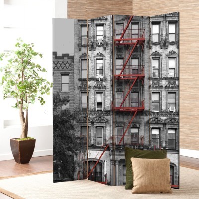 Γκρίζα Σπίτια στο Manhattan, Πόλεις, Παραβάν, 80 x 180 εκ. [Δίφυλλο]