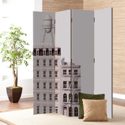 Πολυκατοικία στη Νέα Υόρκη, Πόλεις, Παραβάν, 80 x 180 εκ. [Δίφυλλο]