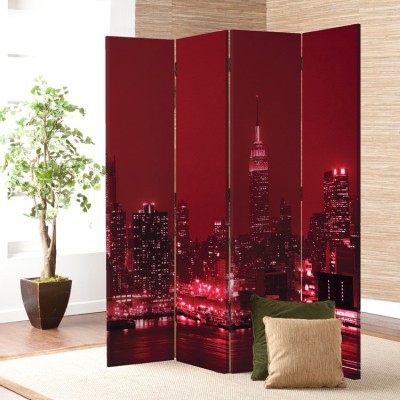 Νέα Υόρκη σε κόκκινο φόντο, Πόλεις, Παραβάν, 80 x 180 εκ. [Δίφυλλο]