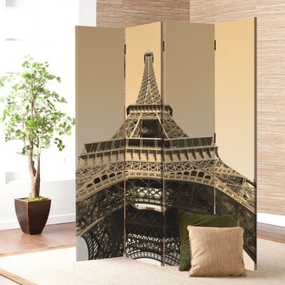 Ο πύργος του Άιφελ σε μπεζ φόντο, Πόλεις, Παραβάν, 80 x 180 εκ. [Δίφυλλο]