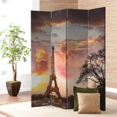 Ο πύργος του Άιφελ στο ηλιοβασίλεμα, Πόλεις, Παραβάν, 80 x 180 εκ. [Δίφυλλο]