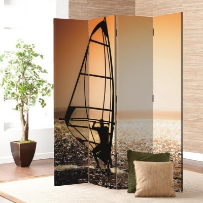 Σέρφερ με φόντο το ηλιοβασίλεμα, Σπορ, Παραβάν, 80 x 180 εκ. [Δίφυλλο]