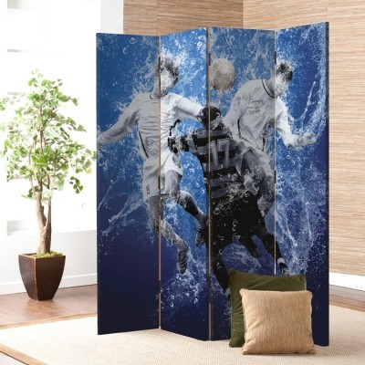 Σταγόνες νερού γύρω από ποδοσφαιριστές, Σπορ, Παραβάν, 80 x 180 εκ. [Δίφυλλο]