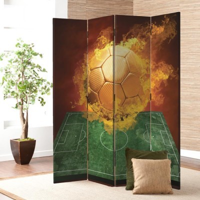 Μπάλα ποδοσφαίρου παίρνει φωτιά, Σπορ, Παραβάν, 80 x 180 εκ. [Δίφυλλο]