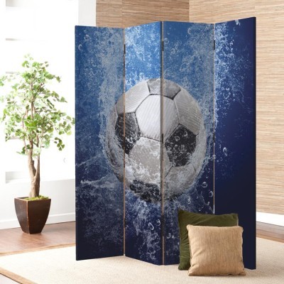 Σταγόνες νερού σε μπάλες ποδοσφαίρου, Σπορ, Παραβάν, 80 x 180 εκ. [Δίφυλλο]