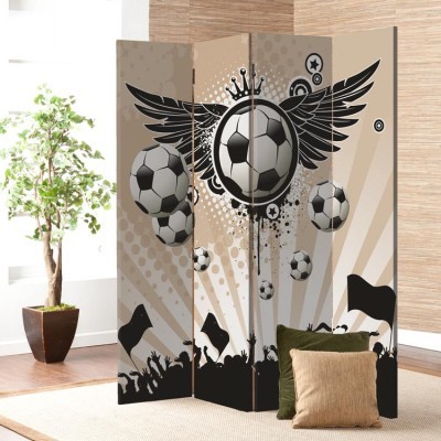 Φόντο από μπάλες και μπάλα με φτερά, Σπορ, Παραβάν, 80 x 180 εκ. [Δίφυλλο]