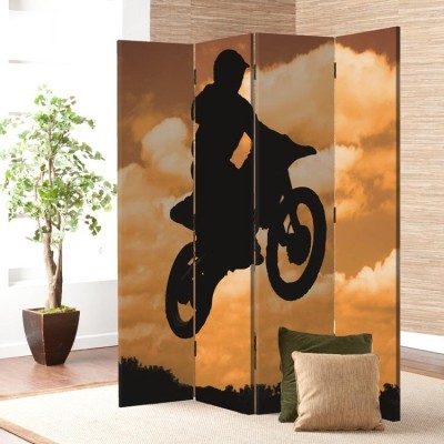 Σιλουέτα ενός μοτοσικλετιστή, Σπορ, Παραβάν, 80 x 180 εκ. [Δίφυλλο]