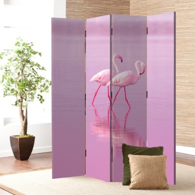 Ροζ Φλαμίνγκο, Ζώα, Παραβάν, 80 x 180 εκ. [Δίφυλλο]