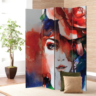 Houseart Ζωγραφιά Κοπέλας, Ζωγραφική, Παραβάν, 160 x 180 εκ. [Τετράφυλλο]