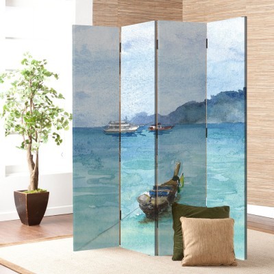 Houseart Ελαιογραφία Θάλασσα, Ζωγραφική, Παραβάν, 160 x 180 εκ. [Τετράφυλλο]