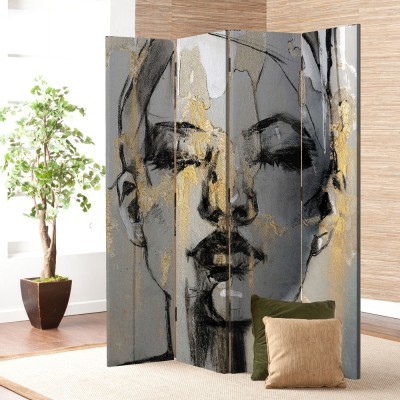 Houseart Αφηρημένη Τέχνη Προσώπου, Ζωγραφική, Παραβάν, 160 x 180 εκ. [Τετράφυλλο]