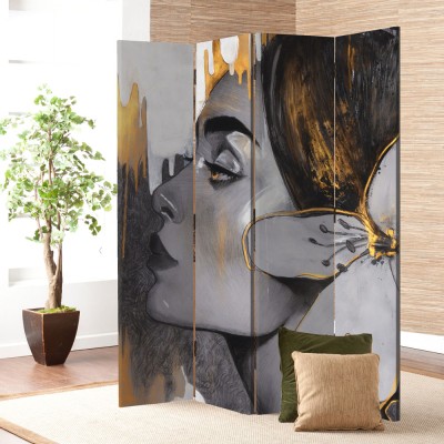 Houseart Κοπέλα με Λουλούδι στα Μαλλιά, Ζωγραφική, Παραβάν, 160 x 180 εκ. [Τετράφυλλο]