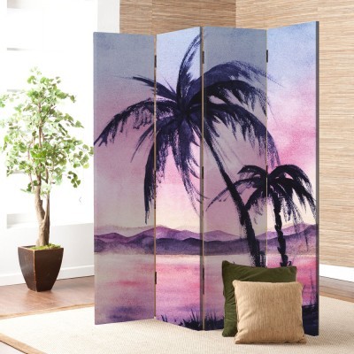 Φοίνικες στο Νησί, Ζωγραφική, Παραβάν, 80 x 180 εκ. [Δίφυλλο]