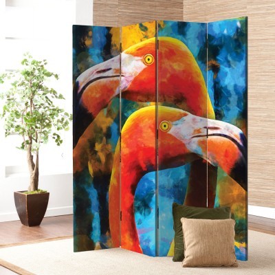 Κόκκινα Φλαμίνγκο, Ζωγραφική, Παραβάν, 80 x 180 εκ. [Δίφυλλο]