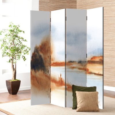 Γαλάζια Λίμνη, Ζωγραφική, Παραβάν, 80 x 180 εκ. [Δίφυλλο]