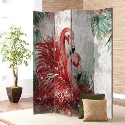 Houseart Φλαμίνγκο στη Λίμνη, Ζωγραφική, Παραβάν, 160 x 180 εκ. [Τετράφυλλο]