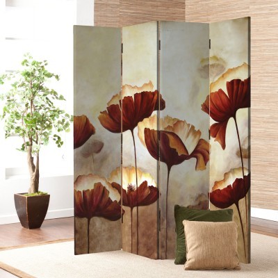 Houseart Καφέ Λουλούδια, Ζωγραφική, Παραβάν, 160 x 180 εκ. [Τετράφυλλο]