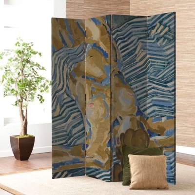 Houseart Γυμνή γυναίκα σε μπλε φόντο, Ζωγραφική, Παραβάν, 160 x 180 εκ. [Τετράφυλλο]