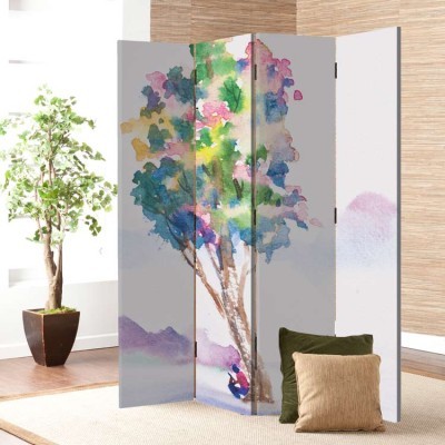 Πολύχρωμο δέντρο, Ζωγραφική, Παραβάν, 80 x 180 εκ. [Δίφυλλο]