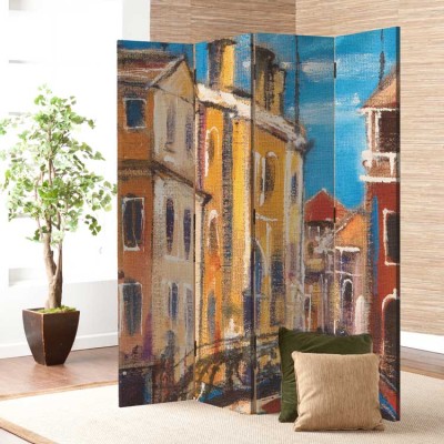 Houseart Η γέφυρα από την αρχαία Βενετία, Ζωγραφική, Παραβάν, 160 x 180 εκ. [Τετράφυλλο]