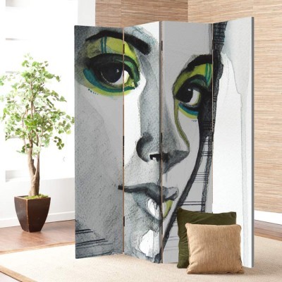 Houseart Εικονογραφημένο πορτρέτο, Ζωγραφική, Παραβάν, 160 x 180 εκ. [Τετράφυλλο]