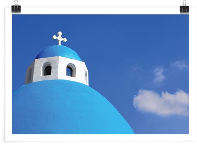 Houseart Εκκλησία στο νησί, Ελλάδα, Πόστερ, 20 x 15 εκ.