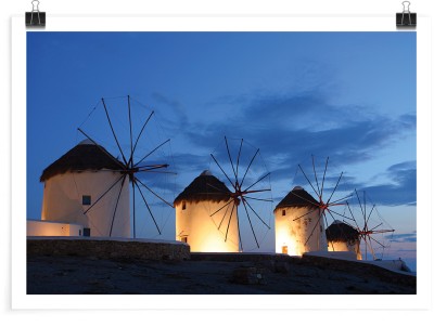 Houseart Ανεμόμυλοι στην Μύκονο, Ελλάδα, Πόστερ, 20 x 15 εκ.