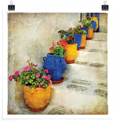 Γλάστρες στα σκαλιά, Ελλάδα, Πόστερ, 20 x 20 εκ.