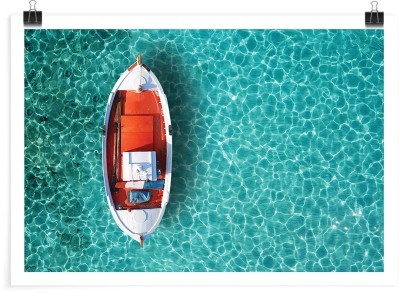 Βάρκα στην καταγάλανη θάλασσα, Ελλάδα, Πόστερ, 20 x 15 εκ.