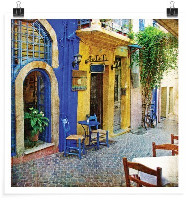 Κίτρινο & μπλε κτίρια, Ελλάδα, Πόστερ, 20 x 20 εκ.