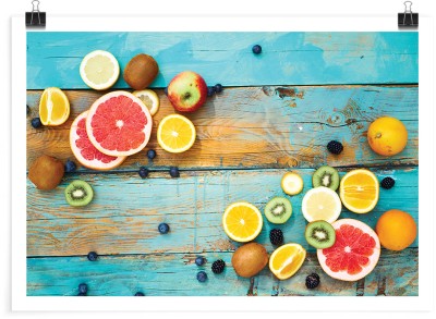 Houseart Φρούτα στο γαλάζιο ξύλο, Φαγητό, Πόστερ, 20 x 15 εκ.